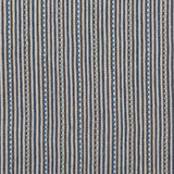 Dimensional embroidered fabric in an irregular stripe pattern in shades of blue, grey and tan.