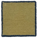 Flatweave dhurrie sample in sage with blue border