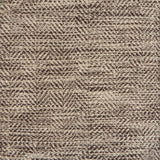 Close up of a rug in a woven herringbone pattern in shades of brown.