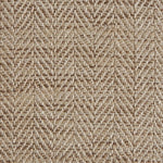 Close up of a rug in a woven herringbone pattern in brown.