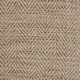 Close up of a rug in a woven herringbone pattern in brown.