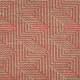 Flatweave rug with a zig zag herringbone weave in taupe and coral. 