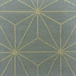 Handmade flatweave rug with linear star lattice design in cream on a light blue field.