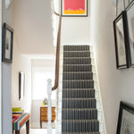 Striped flatweave runner in black and white