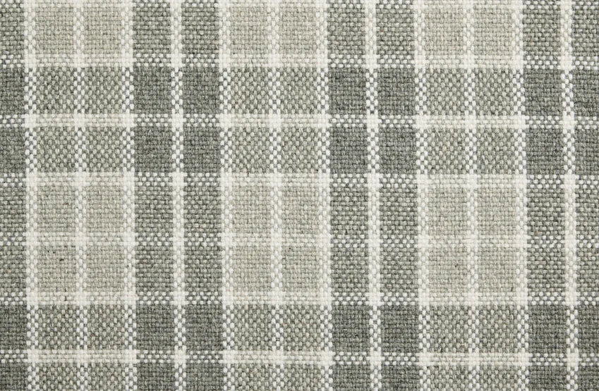 Broadloom carpet swatch in a checkered pattern in a grey sage design