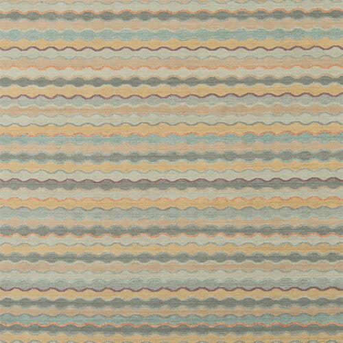 Patterned carpet with wavy stripes in pastel tones