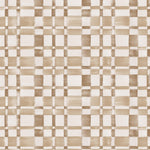 Detail of wallpaper in a large-scale checked pattern in shades of brown and white.