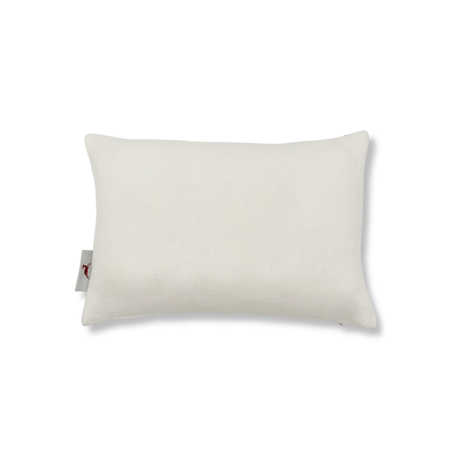 Rectangular throw pillow in solid white linen.