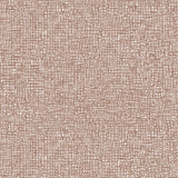 Detail of fabric in a textural wicker pattern in mottled brown on a white field.