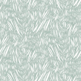 Abstract leaf pattern in white on a pale aqua watercolor field.