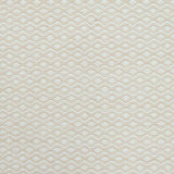 Flatweave rug in a small scale zigzag dot stripe in cream on a pale beige field.