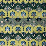 Patterned rug with green and blue botanical design