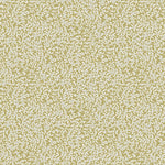 Detail of wallpaper in a painterly abstract print in white on a mustard field.