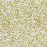 Detail of wallpaper in a painterly abstract print in white on a mustard field.