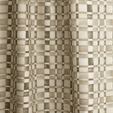 Gently draped fabric in a large-scale checked pattern in shades of olive green and cream. 