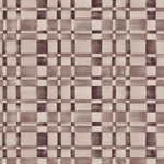 Wallpaper in a large-scale checked pattern in shades of wine purple and beige.