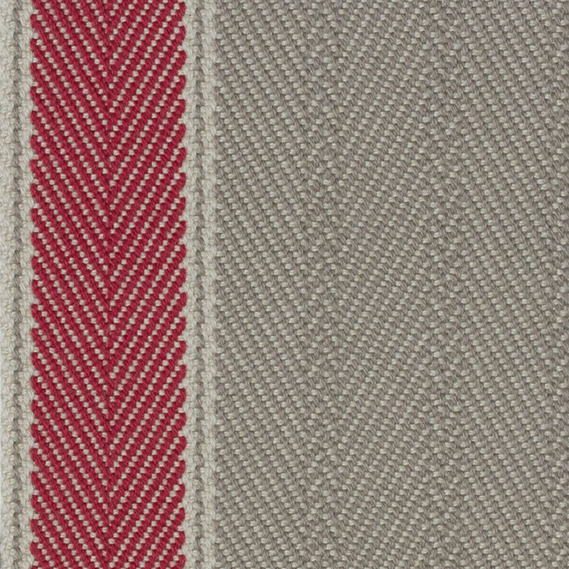 Striped herringbone in grey and red 