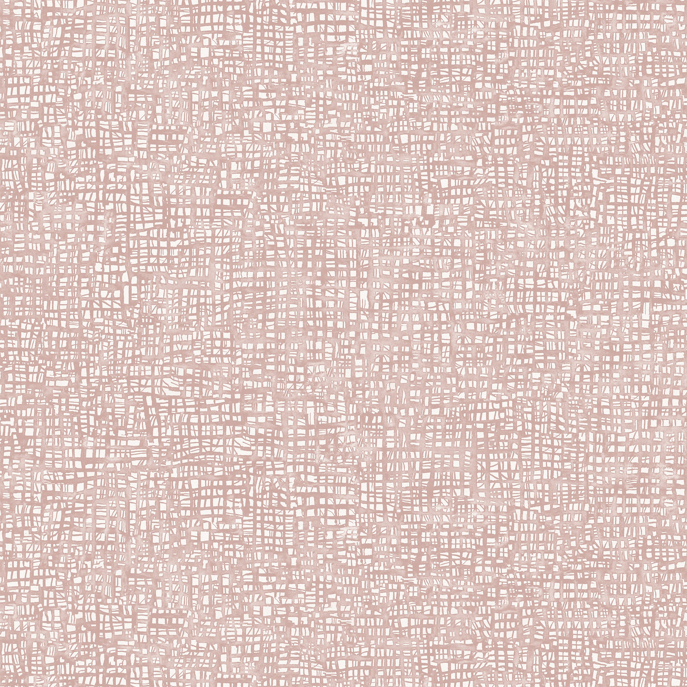 Detail of fabric in a textural wicker pattern in blush pink on a white field. 