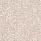 Detail of wallpaper in a textural wicker pattern in muted blush pink on a white field.