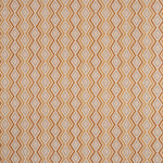 Patterned fabric with a blue and orange zigzag design on a beige background