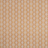 Patterned fabric with a blue and orange zigzag design on a beige background