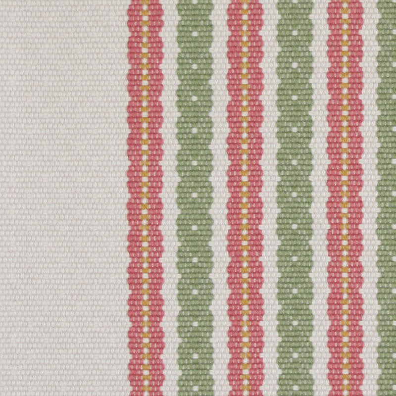 Striped flatweave runner in green and pink
