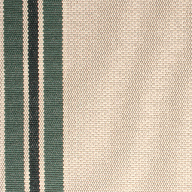 Striped flatweave runner in cream and forrest green 