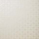 Detail of wallpaper in a geometric damask print in cream.