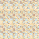 Painterly tropical checkerboard design in yellow, tan and blue. 