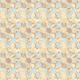 Painterly tropical checkerboard design in yellow, tan and blue. 