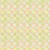 Painterly tropical checkerboard design in lime green, yellow and orange. 
