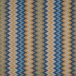 Handwoven silk fabric with zigzag design  blue, orange, and beige stripes