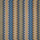 Handwoven silk fabric with zigzag design  blue, orange, and beige stripes
