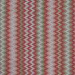 Handwoven silk fabric with zigzag design  in red, green, and beige.