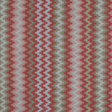 Handwoven silk fabric with zigzag design  in red, green, and beige.