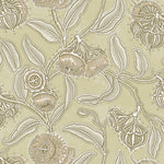 Wallpaper in a decorative floral pattern on a beige background