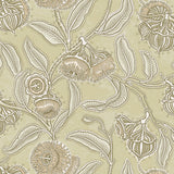 Wallpaper in a decorative floral pattern on a beige background