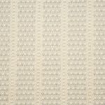 Broadloom carpet with textured stripe design in cream with light blue accents. 