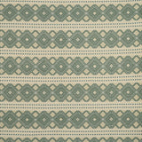 Patterned fabric with green and beige geometric design