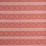 Patterned fabric with red and white geometric design