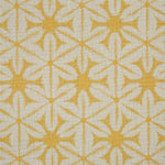 Printed linen in a shibori tie-dye pattern in yellow. 