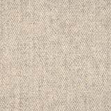 Broadloom carpet with a subtle herringbone pattern in grey and ivory