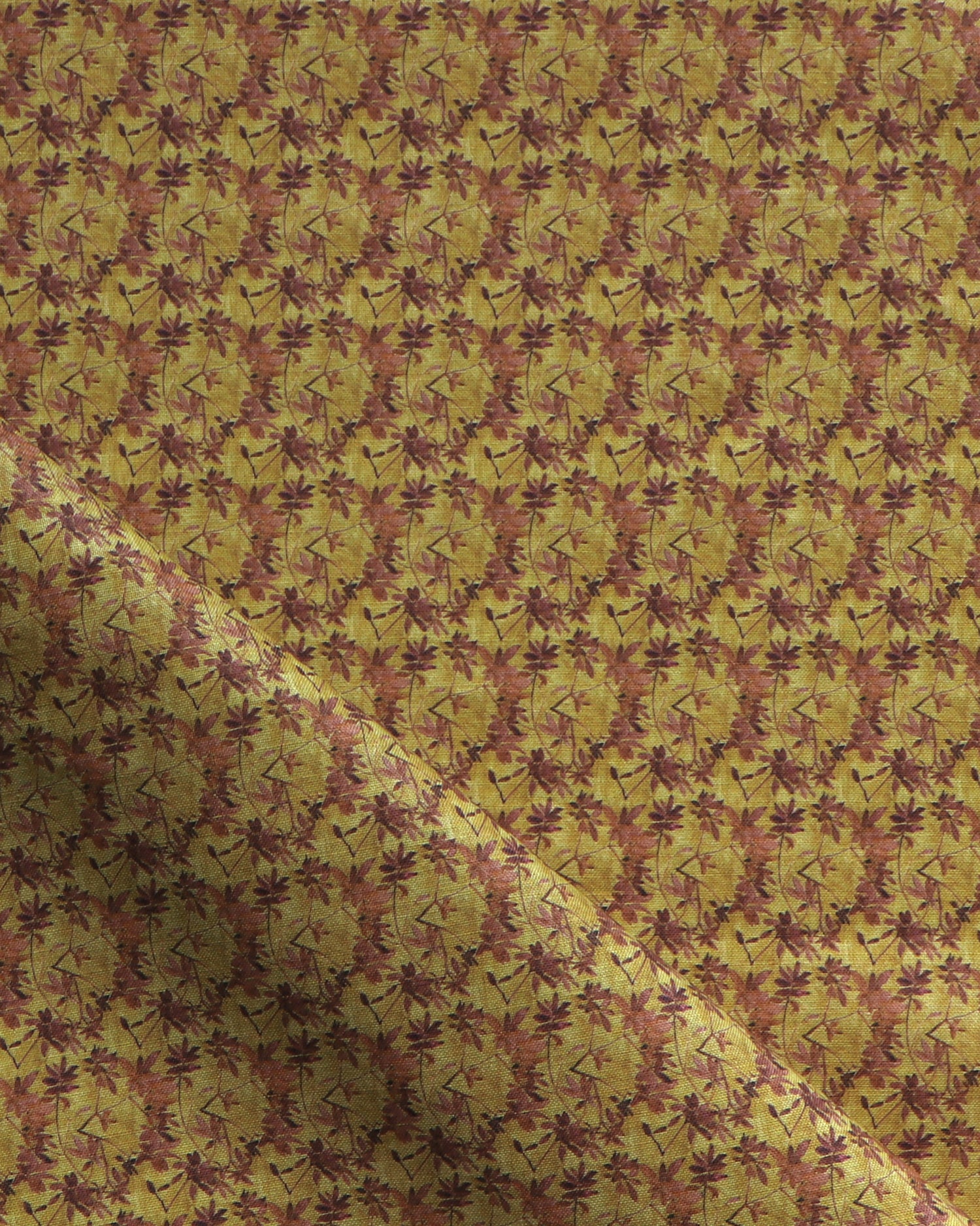 Fabric with small scale watercolor floral in purple and green.