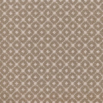 Broadloom carpet with dotted lattice in cream on a taupe field. 