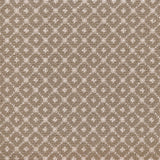 Broadloom carpet with dotted lattice in cream on a taupe field. 
