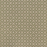 Broadloom carpet with dotted lattice in cream on a sage green field. 