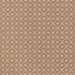 Broadloom carpet with dotted lattice in cream on a light brown field. 