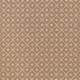 Broadloom carpet with dotted lattice in cream on a light brown field. 