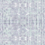 Detail of wallpaper in a watercolor dyed grid print in mottled purple and turquoise.