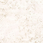 Detail of wallpaper in a painterly bandana print in beige on a cream field.